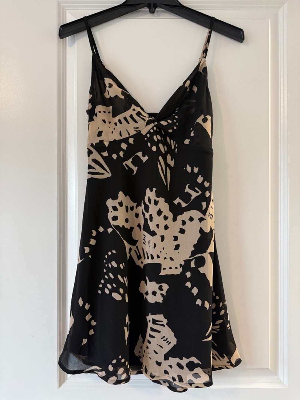 Dynamite Black and Beige Printed Mini Slip Dress